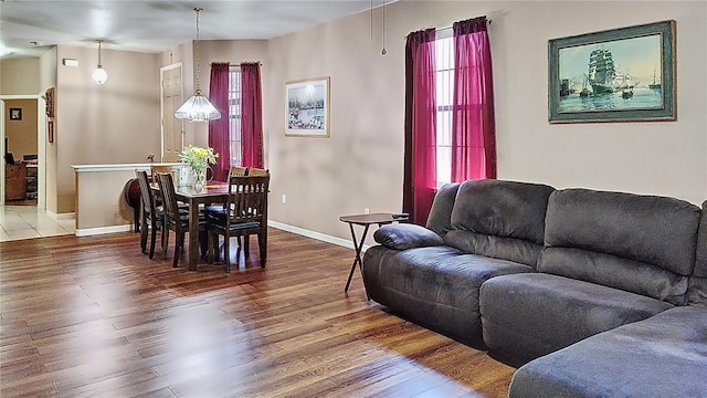 living room with wood-type flooring