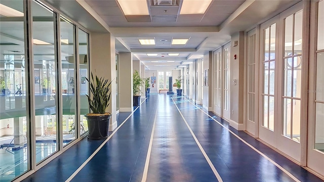 interior space with a tray ceiling