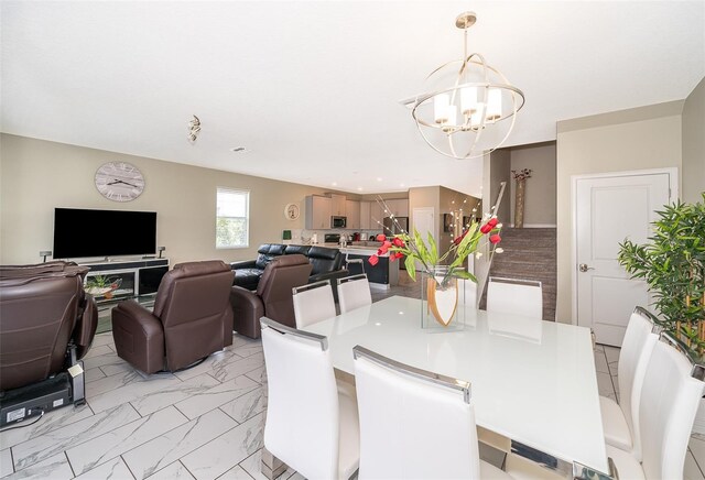 dining room with an inviting chandelier