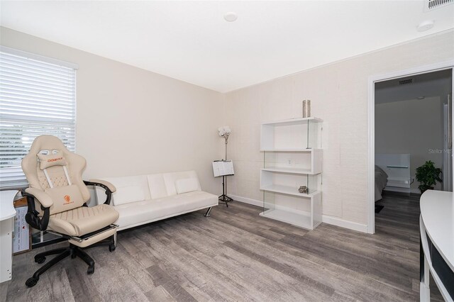 living area featuring wood-type flooring