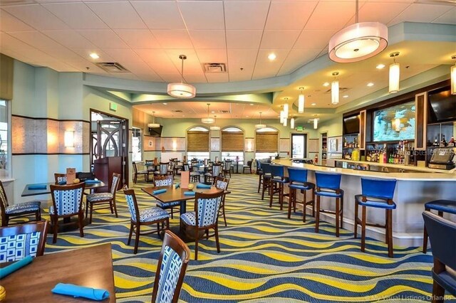 dining area with carpet floors