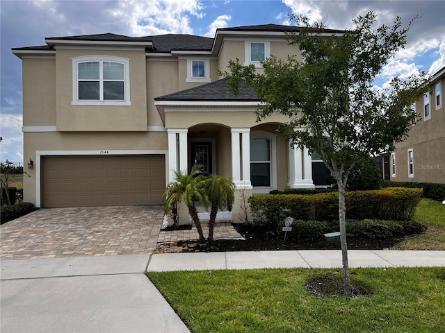 view of front of house with a garage