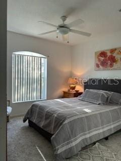 bedroom featuring carpet flooring and ceiling fan