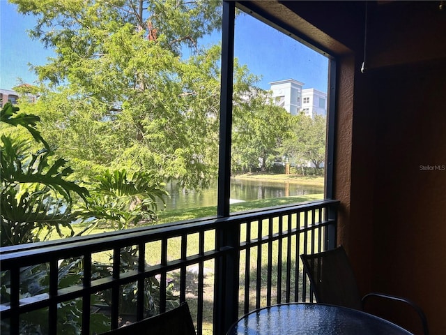 balcony with a water view