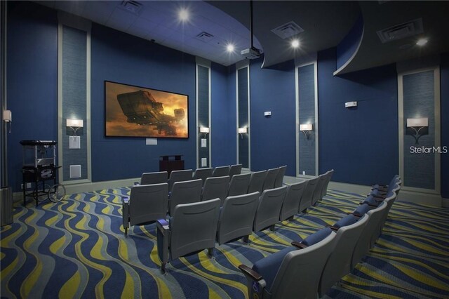 view of carpeted home theater room