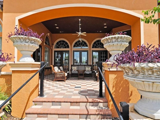 573 Viola Dr, Davenport, FL 33837 - view of patio / terrace featuring french doors, outdoor lounge area, and a ceiling fan