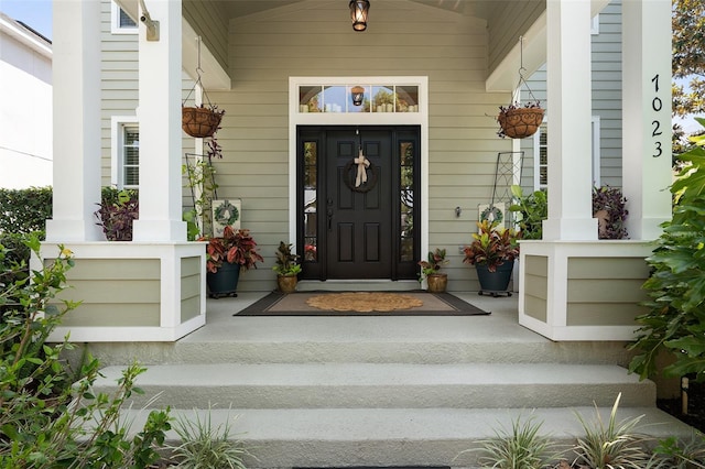 property entrance with a porch