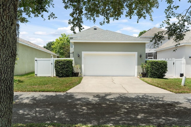 view of front of home with a garage and a front yard