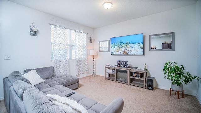 living room featuring carpet floors