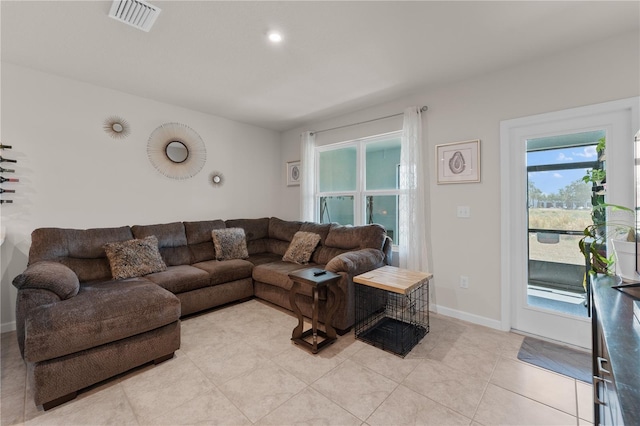 view of tiled living room