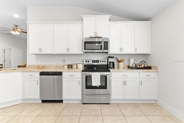 kitchen featuring white cabinetry and appliances with stainless steel finishes