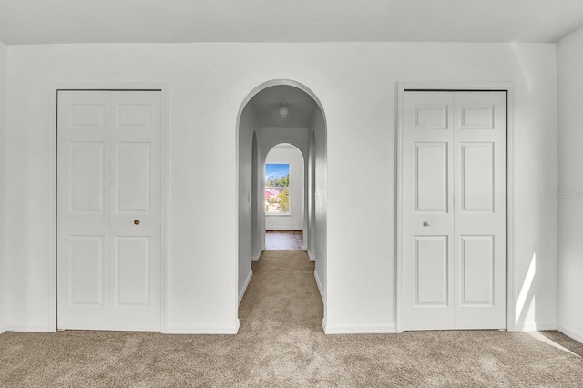 hallway with light carpet