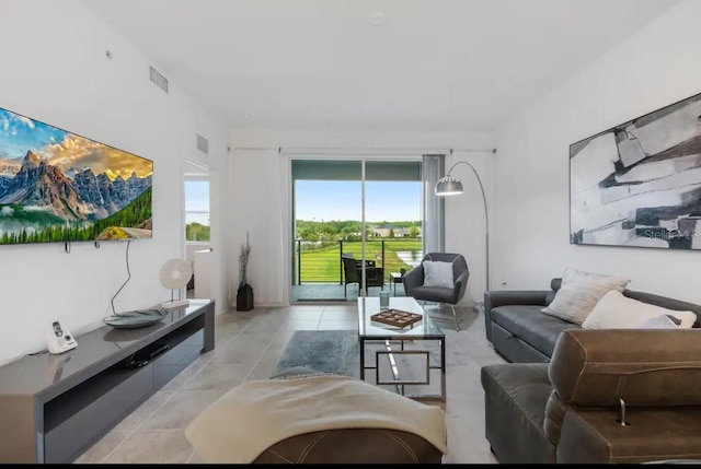 view of tiled living room