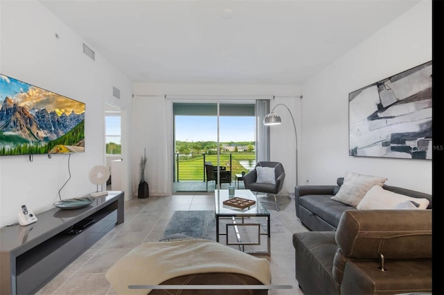 view of tiled living room