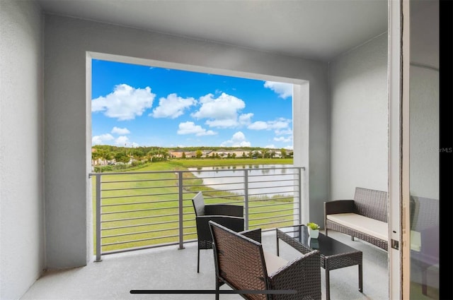 balcony with a water view