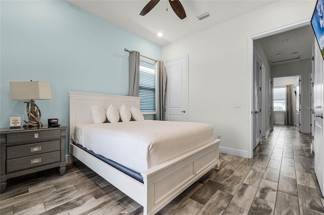 bedroom featuring ceiling fan