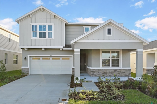 craftsman inspired home featuring a garage