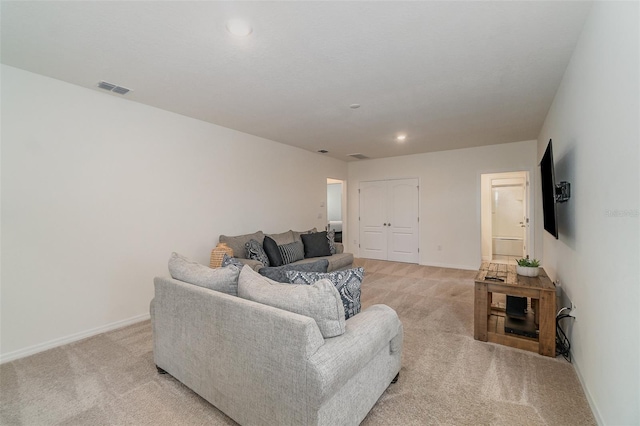 living room with light carpet