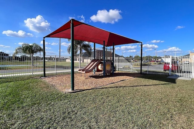 view of play area with a lawn