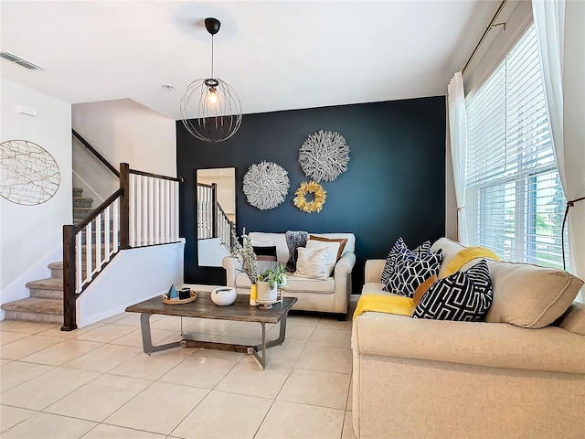 view of tiled living room