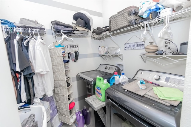 spacious closet with separate washer and dryer