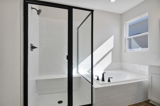 bathroom with plus walk in shower