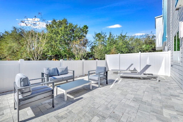 view of patio featuring an outdoor living space