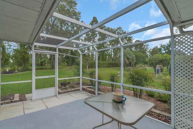 view of unfurnished sunroom