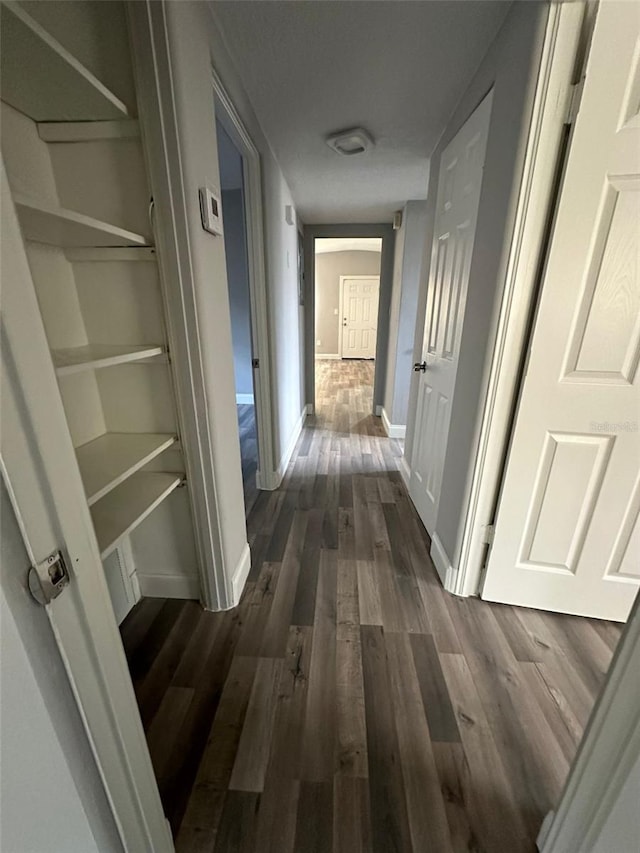 hallway featuring dark hardwood / wood-style floors