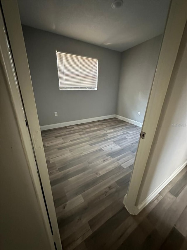 spare room featuring wood-type flooring