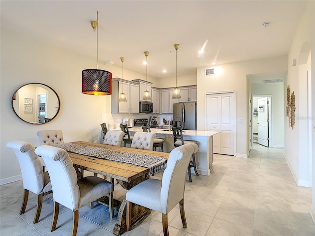 view of tiled dining area