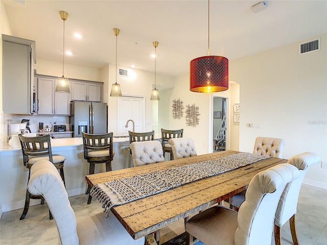 view of tiled dining room