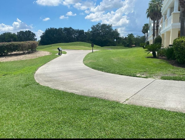 view of home's community with a lawn