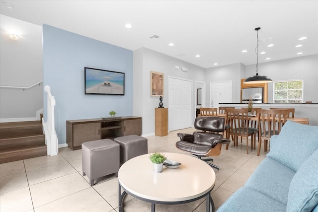 view of tiled living room