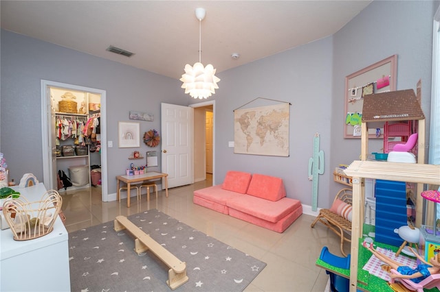 interior space with tile patterned floors