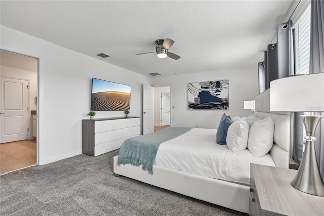 bedroom with carpet flooring and ceiling fan