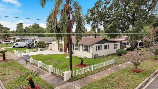 view of front of home with a garage and a front yard