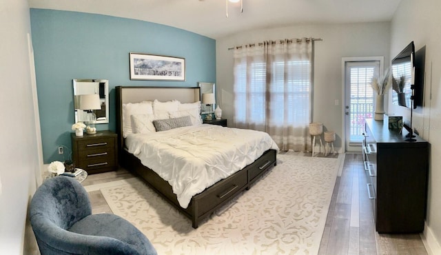 bedroom with light hardwood / wood-style flooring