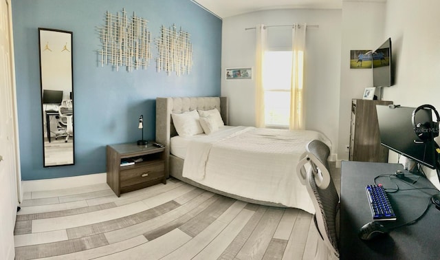 bedroom featuring light hardwood / wood-style flooring