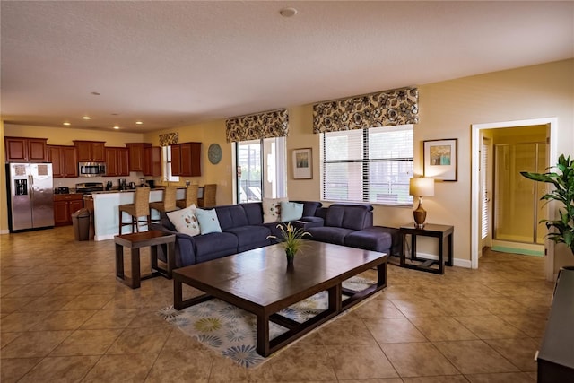 view of tiled living room