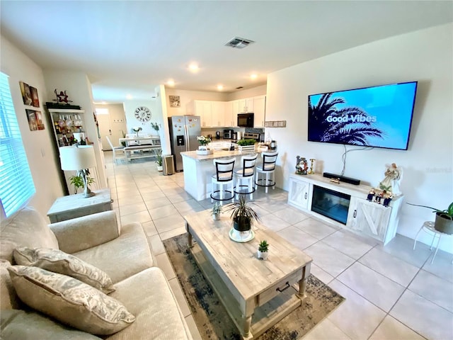 view of tiled living room