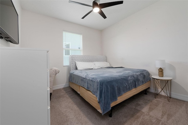 bedroom featuring carpet and ceiling fan