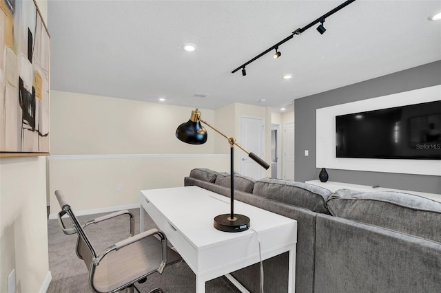 living room with light colored carpet