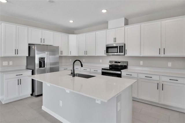 kitchen with white cabinetry, appliances with stainless steel finishes, and sink