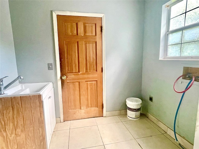 bathroom with vanity and tile patterned floors