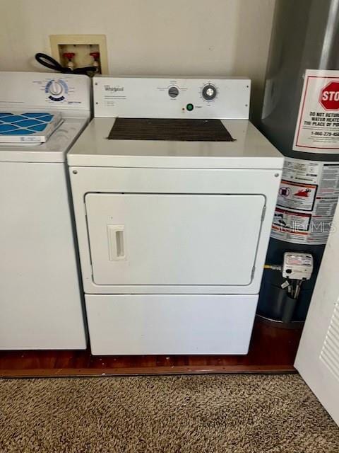 laundry area with water heater and washer hookup