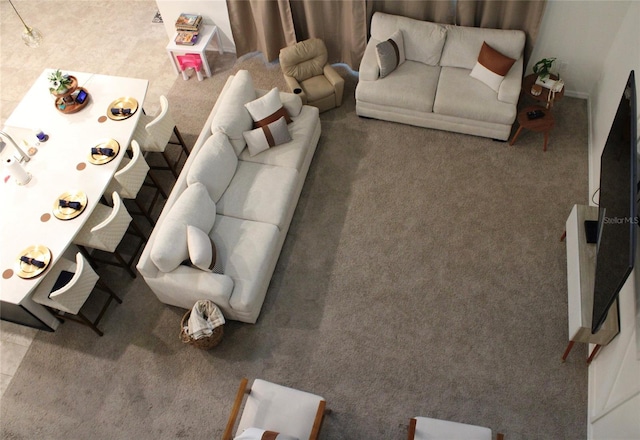 living room featuring carpet flooring