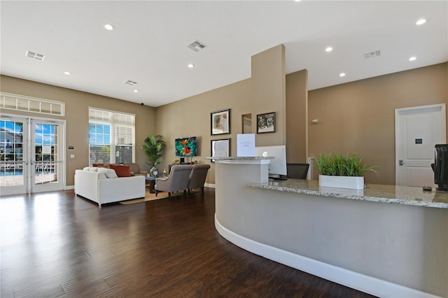 reception with french doors and visible vents