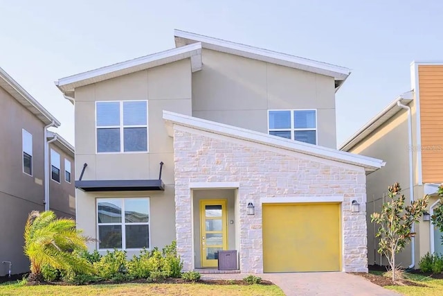 contemporary home featuring a garage