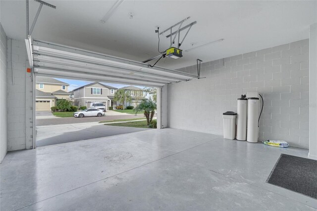 garage with a garage door opener